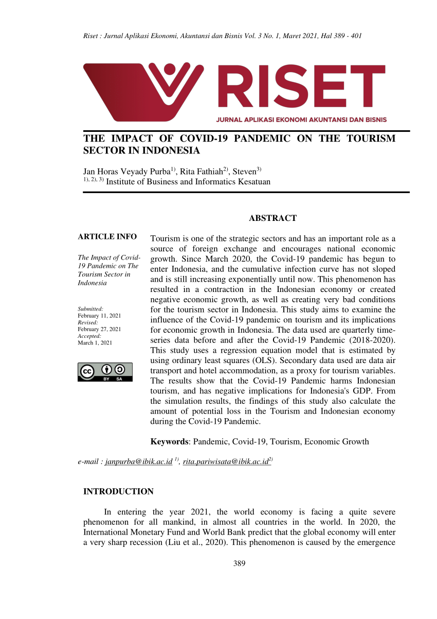 (PDF) THE IMPACT OF COVID-19 PANDEMIC ON THE TOURISM SECTOR IN INDONESIA