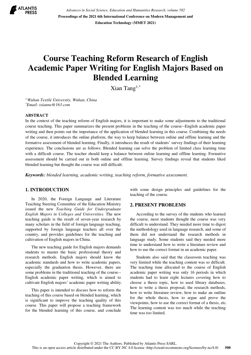 (PDF) Course Teaching Reform Research of English Academic Paper Writing