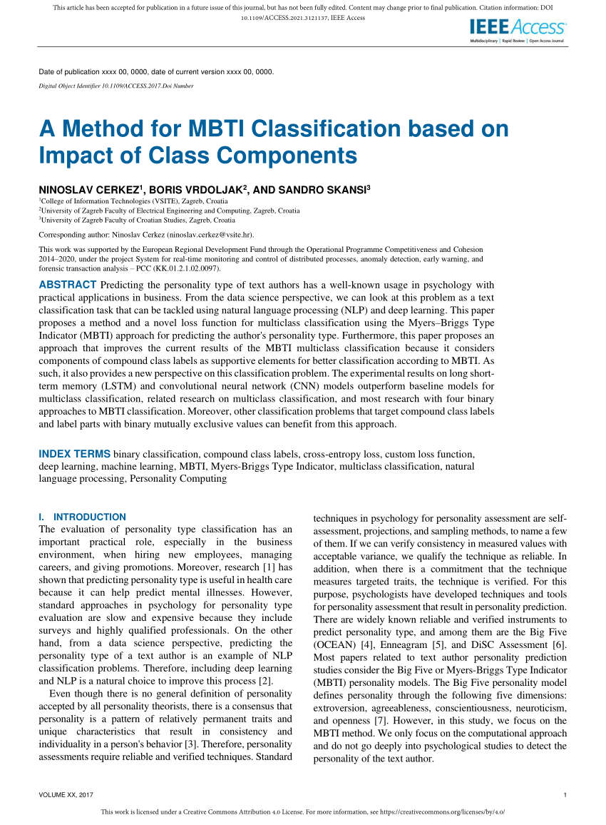 PDF) Predicting MBTI Personality type with K-means Clustering and