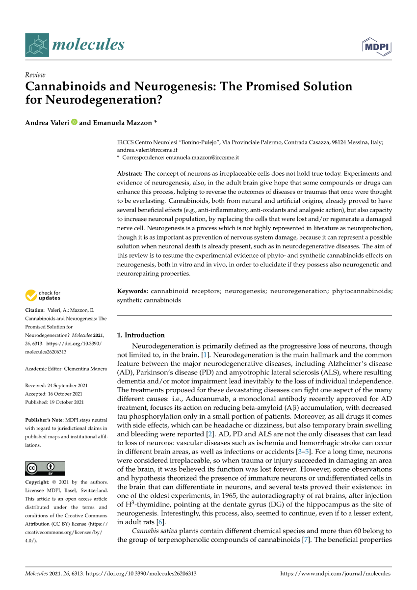 PDF Cannabinoids and Neurogenesis The Promised Solution for