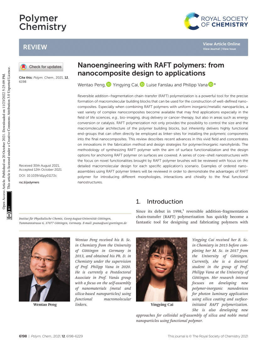 PDF Nanoengineering with RAFT polymers From nanocomposite design