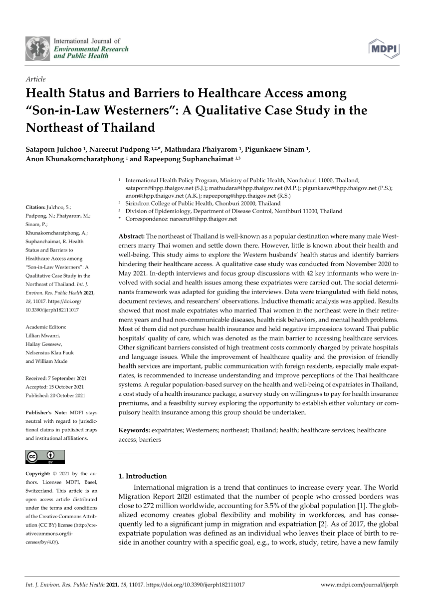 PDF) Health Status and Barriers to Healthcare Access among “Son-in 