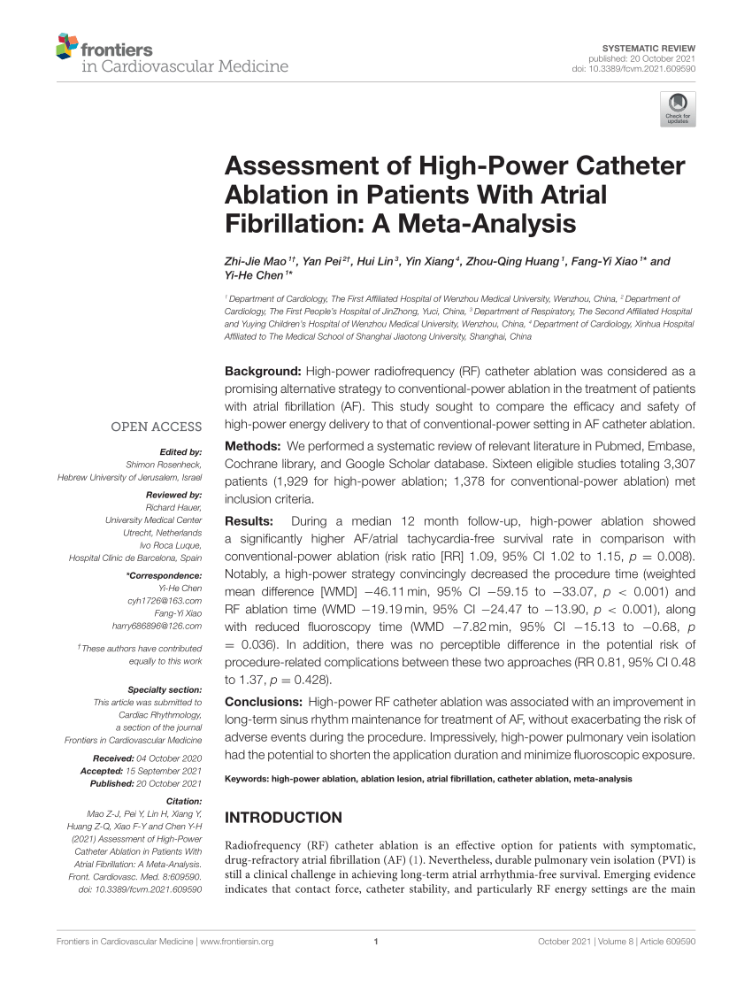 Impact of High-Power Short-Duration Radiofrequency Ablation on