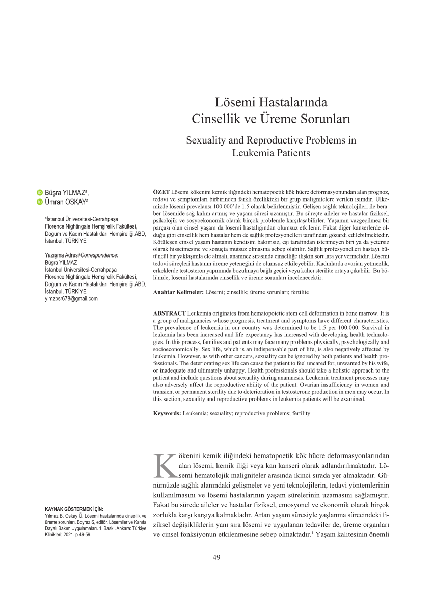 PDF Lösemiler ve Kanıta Dayalı Bakım Uygulamaları 