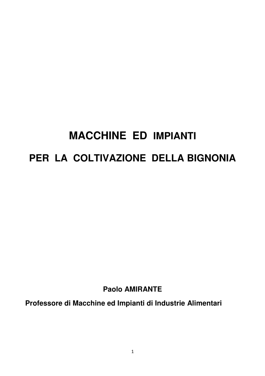 PDF) MACCHINE ED IMPIANTI PER LA COLTIVAZIONE DELLA BIGNONIA