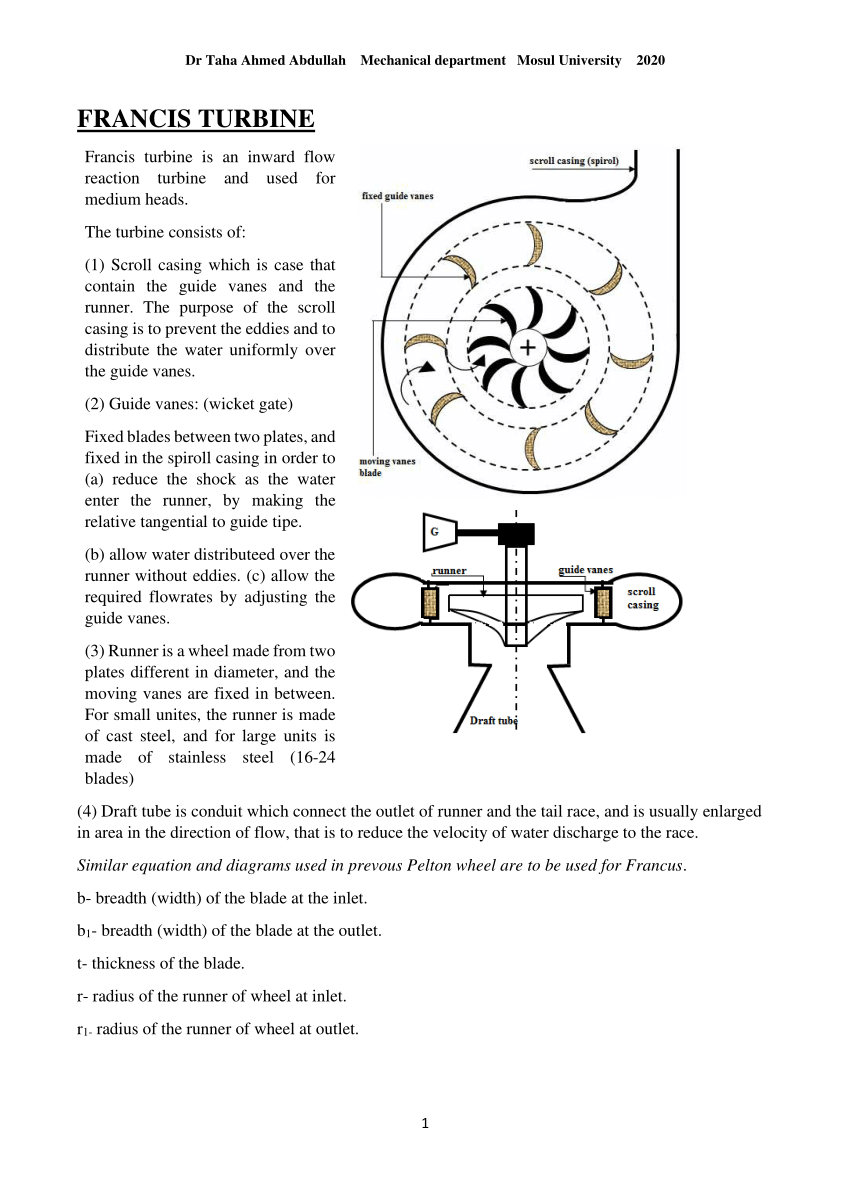 francis turbine experiment manual