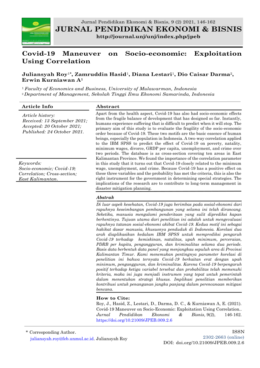 PDF) Covid-19 Maneuver on Socio-economic Exploitation Using Correlation