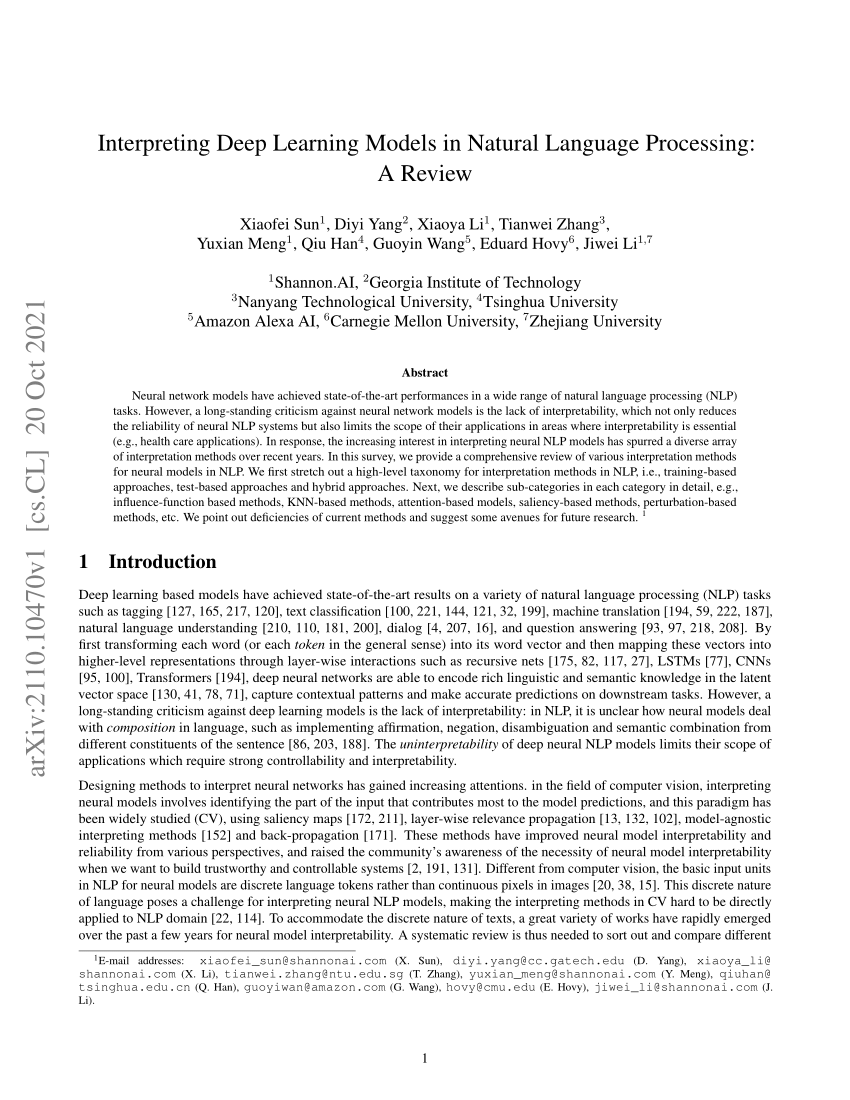 PDF) Interpreting Deep Learning Models in Natural Language 