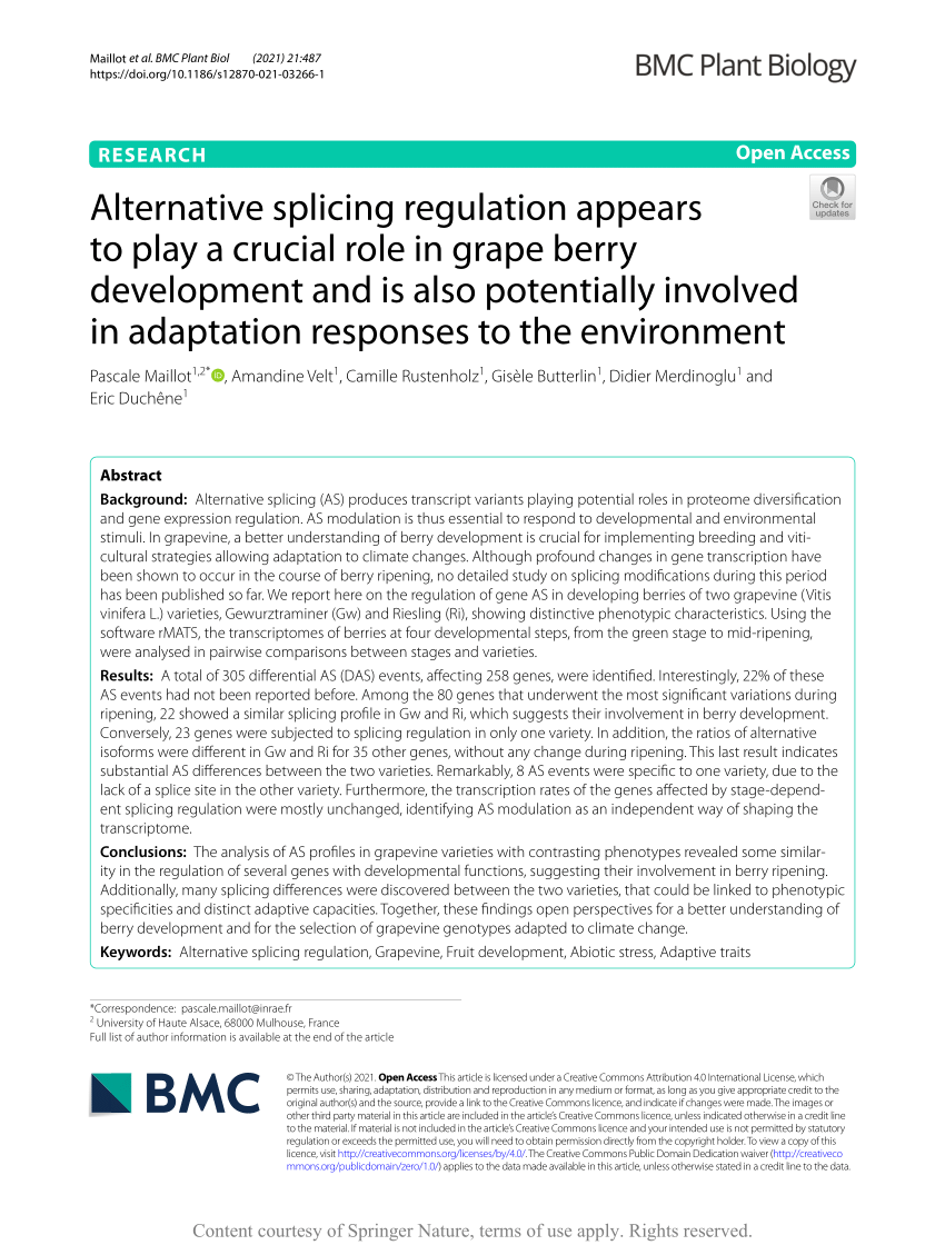 PDF) Alternative splicing regulation appears to play a crucial 