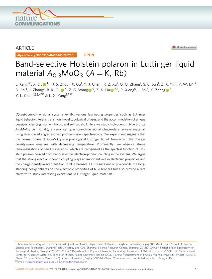PDF) Band-selective Holstein polaron in Luttinger liquid material 