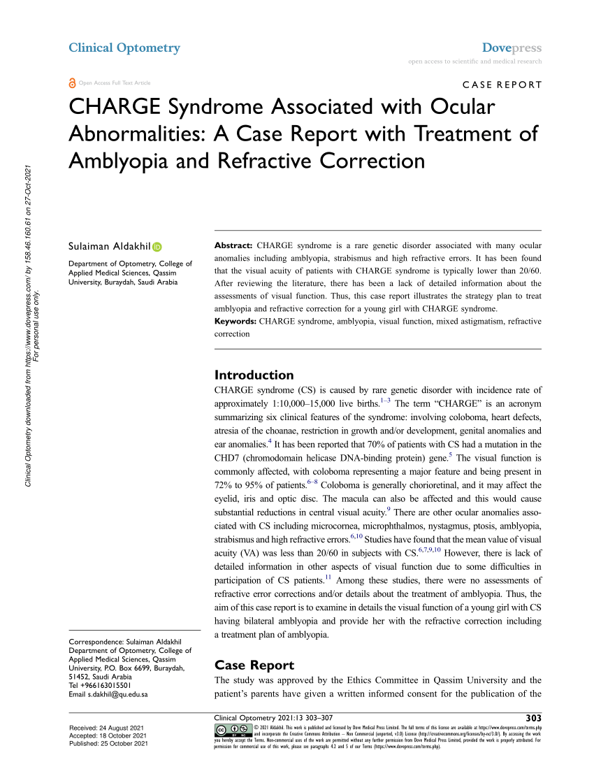 (PDF) CHARGE Syndrome Associated with Ocular Abnormalities A Case
