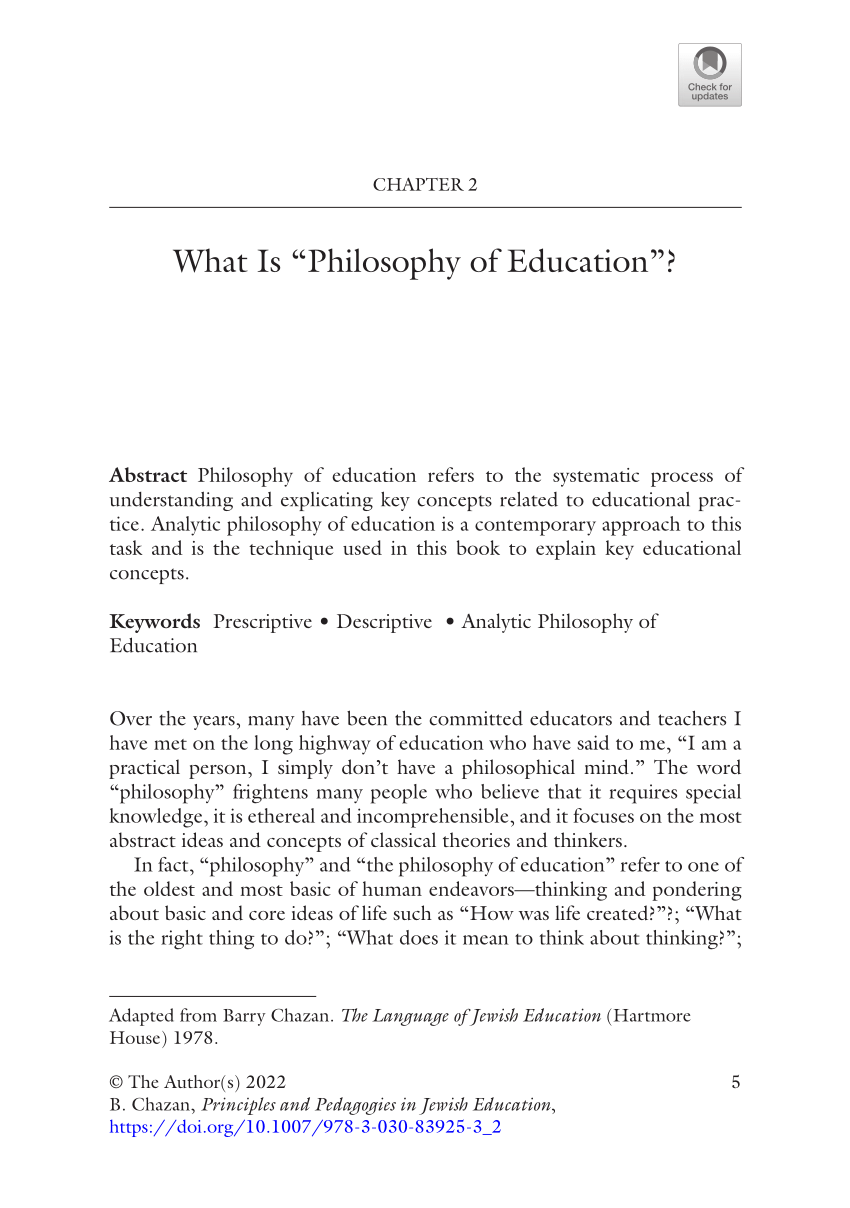 what is your critical understanding of philosophy of education