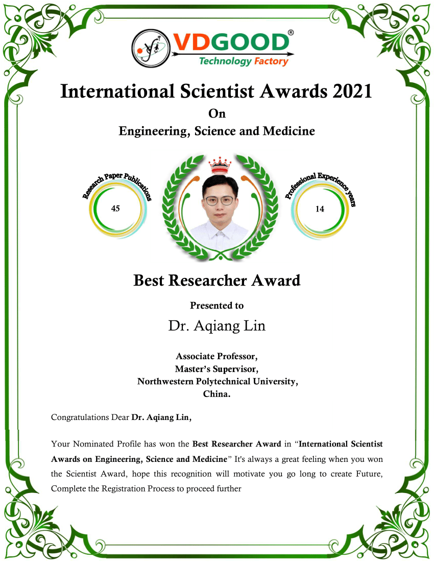 (PDF) Best Researcher Award (International Scientist Awards 2021)