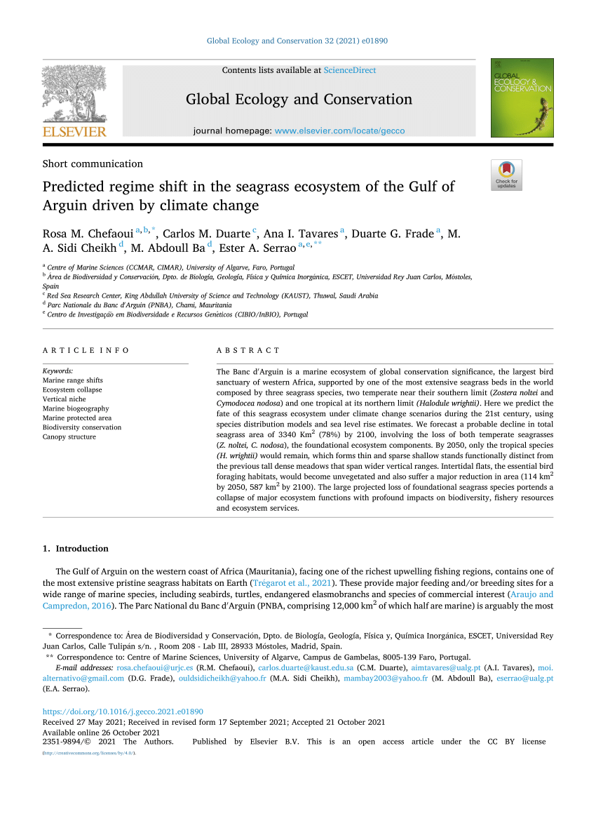 New paper on climate change impact on seagrass ecosystems