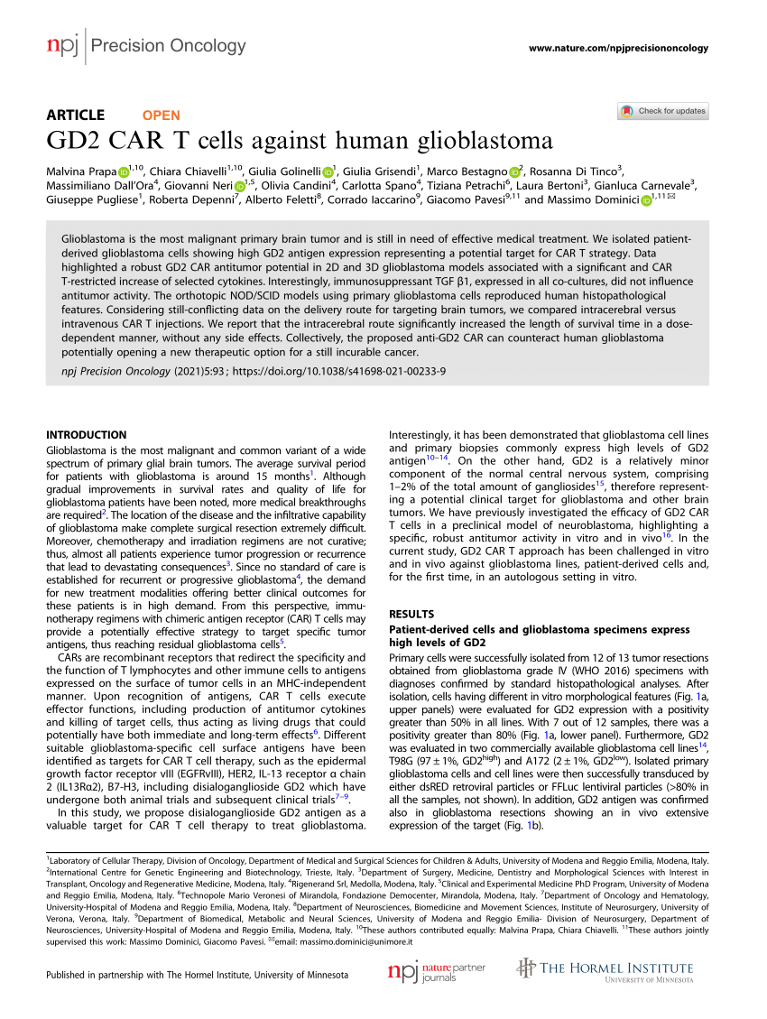 PDF GD2 CAR T cells against human glioblastoma 