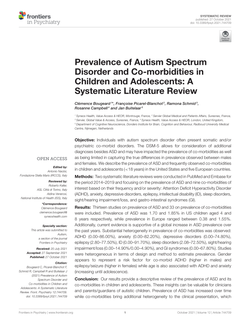 literature review autism spectrum disorder