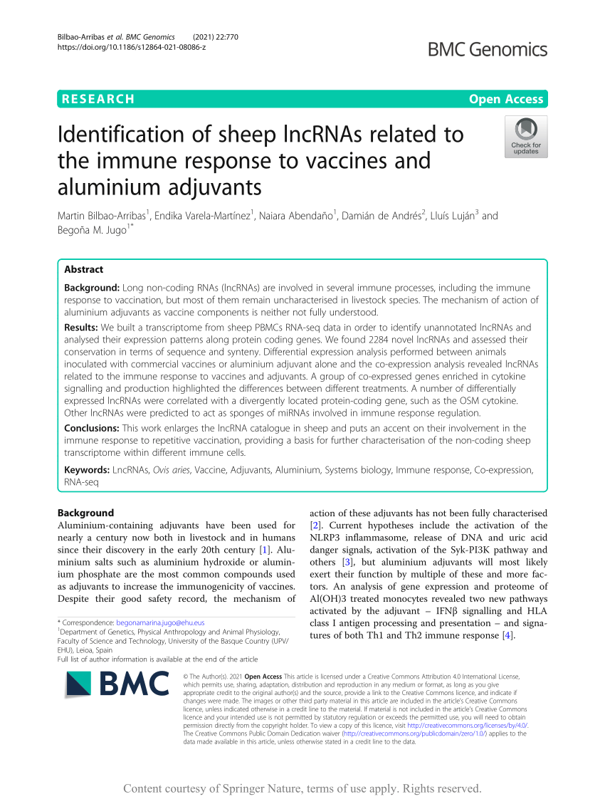 PDF) Identification of sheep lncRNAs related to the immune