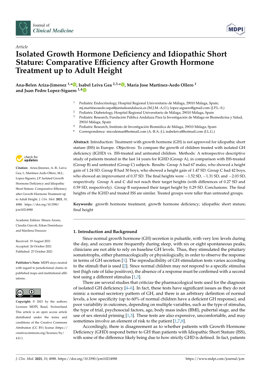 PDF) Isolated Growth Hormone Deficiency and Idiopathic Short