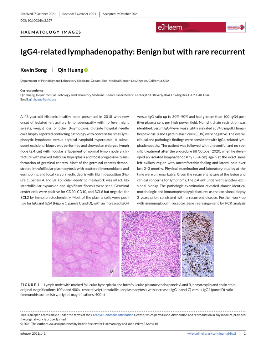 Pdf Igg4‐related Lymphadenopathy Benign But With Rare Recurrent