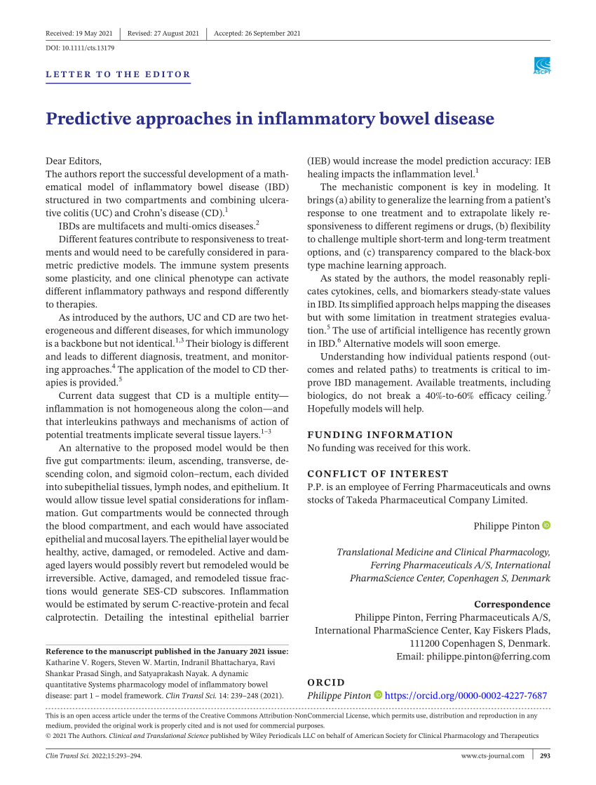 PDF) Predictive approaches in inflammatory bowel disease