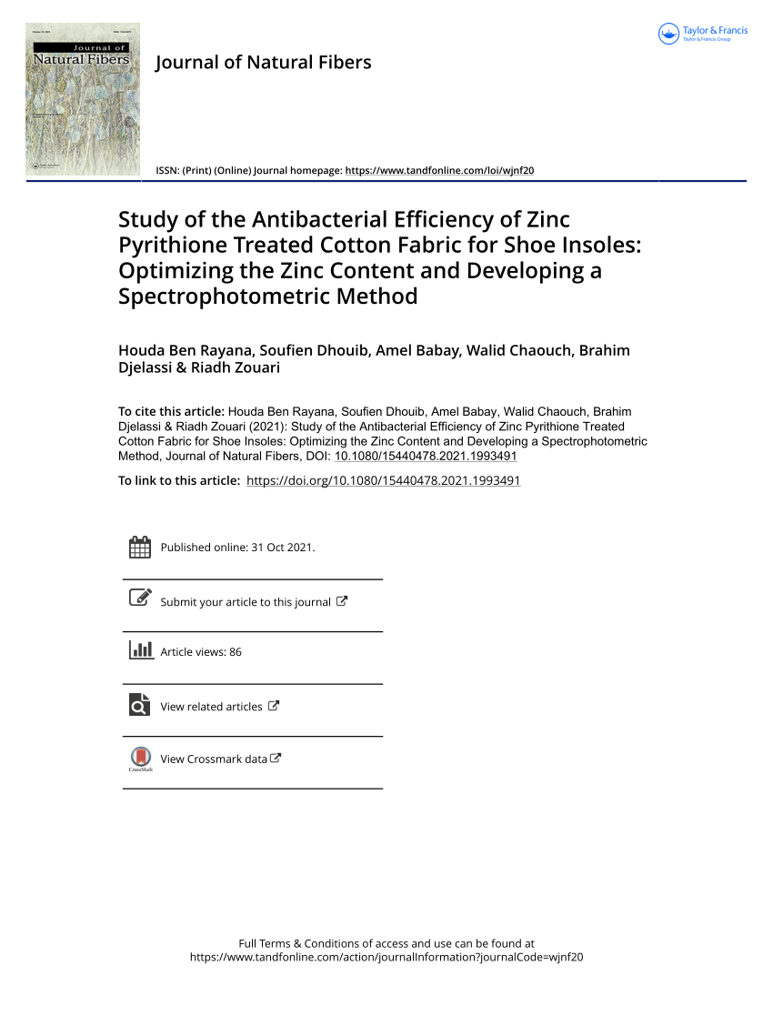 PDF) Study of the Antibacterial Efficiency of Zinc Pyrithione 