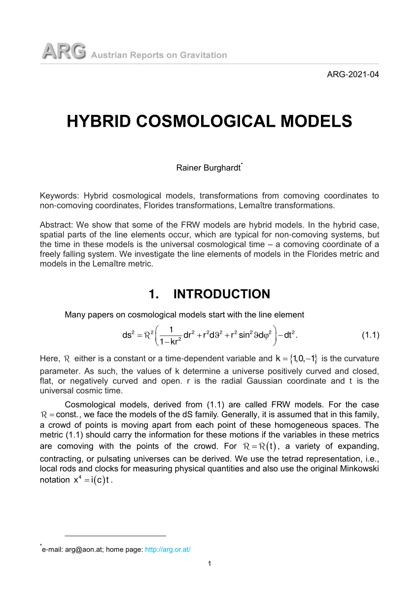 research paper cosmological model