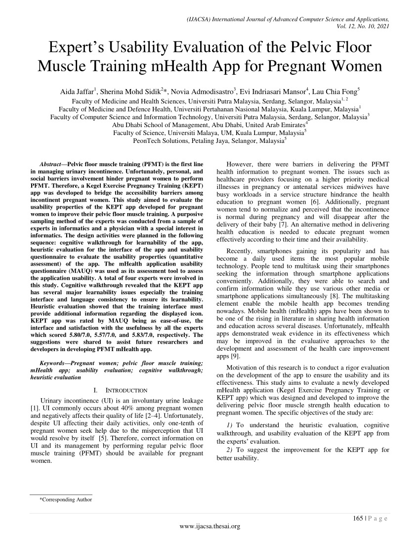 Pdf Expert‘s Usability Evaluation Of The Pelvic Floor Muscle Training Mhealth App For Pregnant 