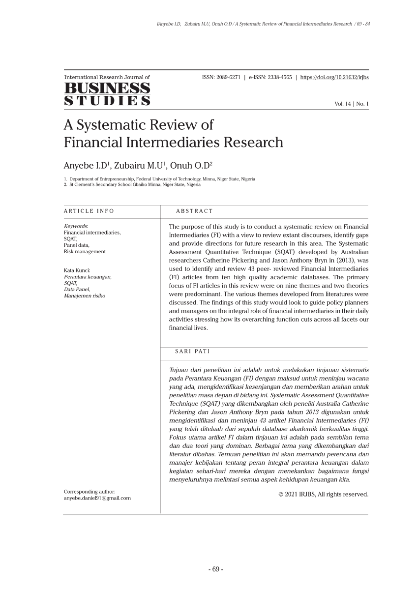 research paper on financial intermediaries