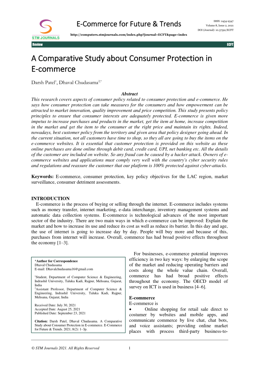 research paper on consumer protection in e commerce