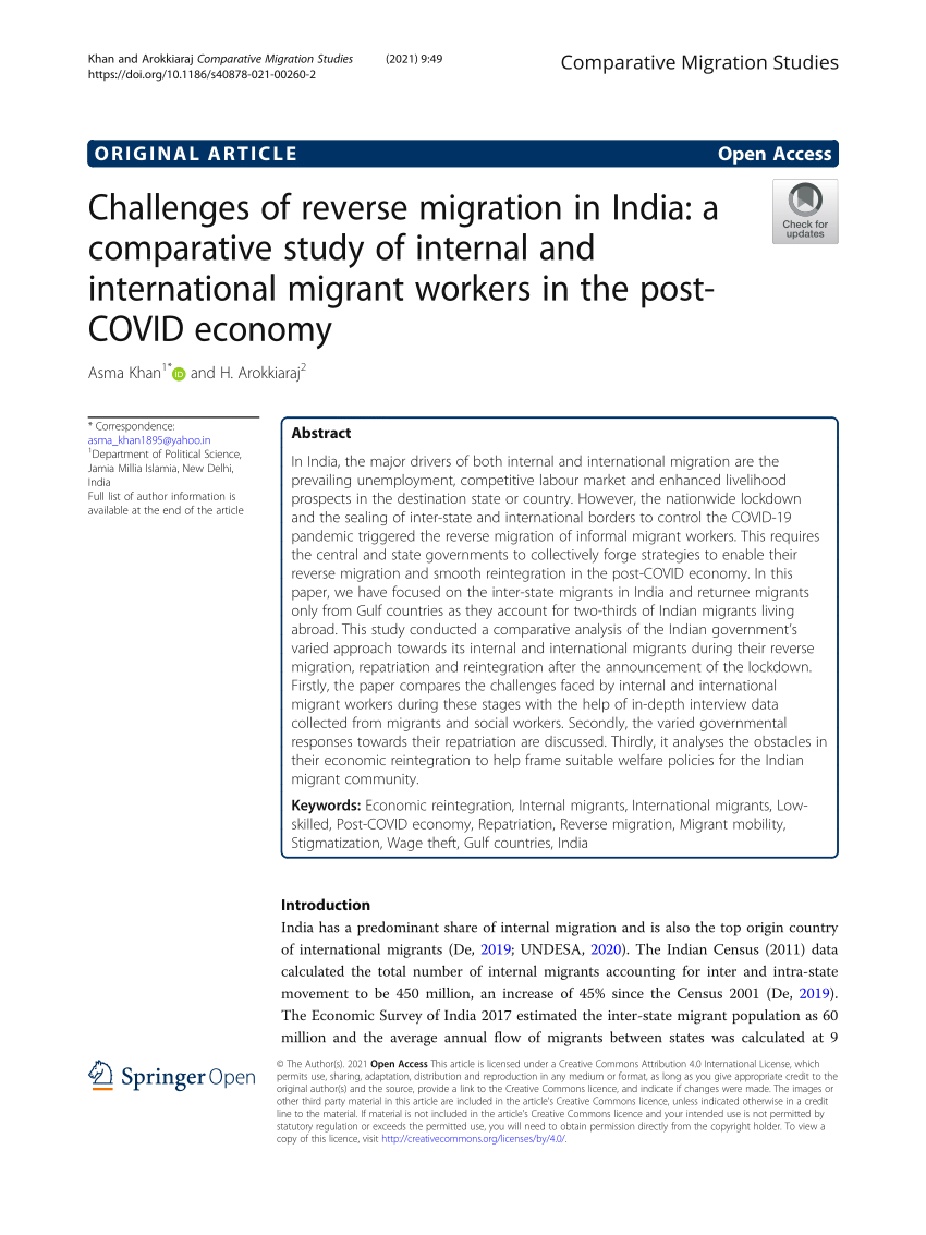 research paper on reverse migration in india