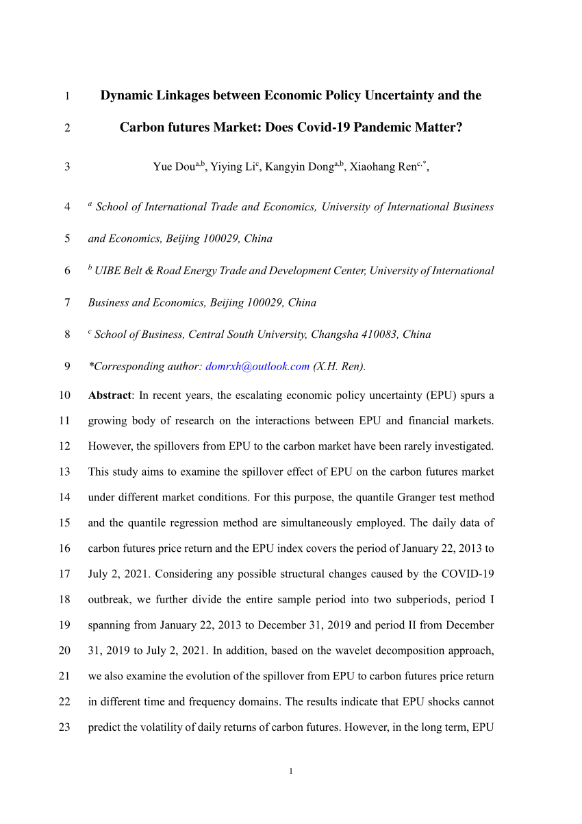 (PDF) Dynamic linkages between economic policy uncertainty and the