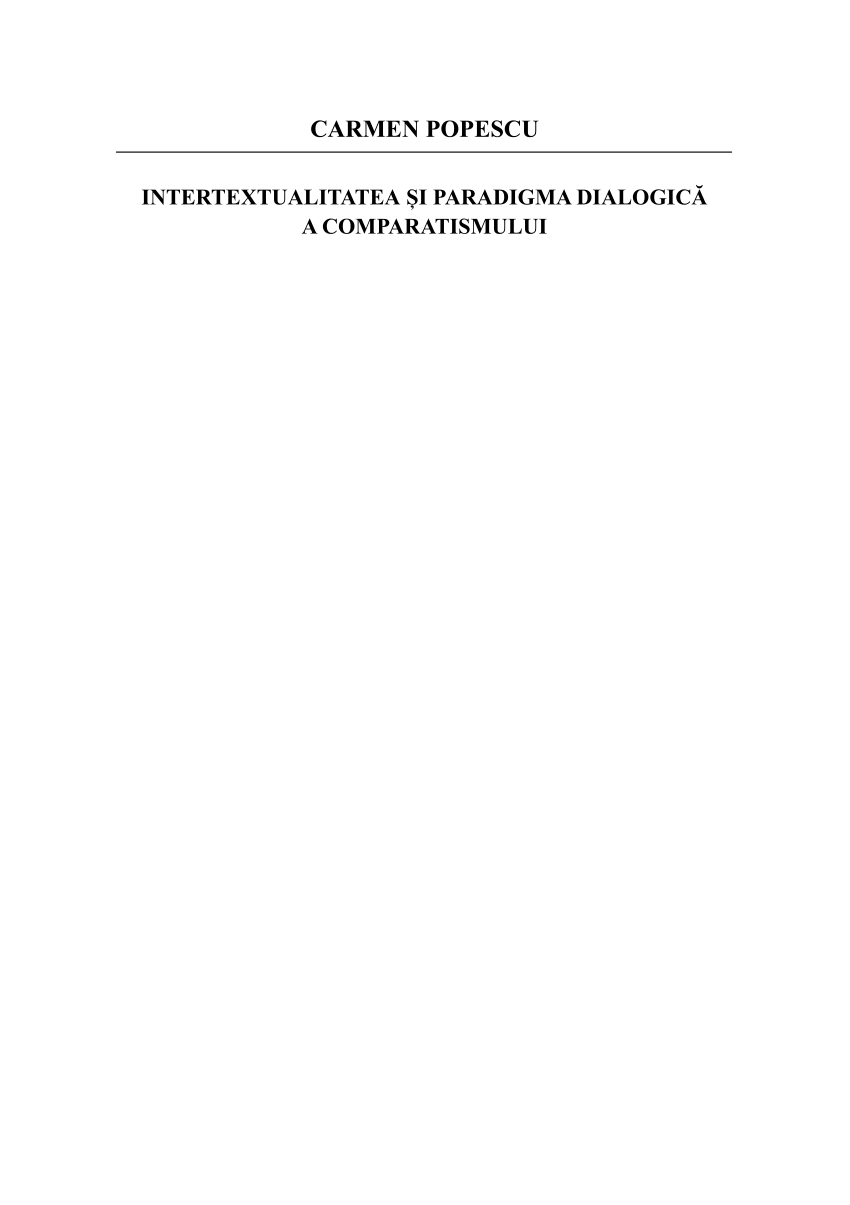 public Apartment Station PDF) CARMEN POPESCU INTERTEXTUALITATEA ȘI PARADIGMA DIALOGICĂ A  COMPARATISMULUI