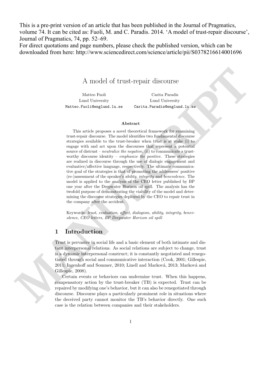 PDF A model of trust repair discourse