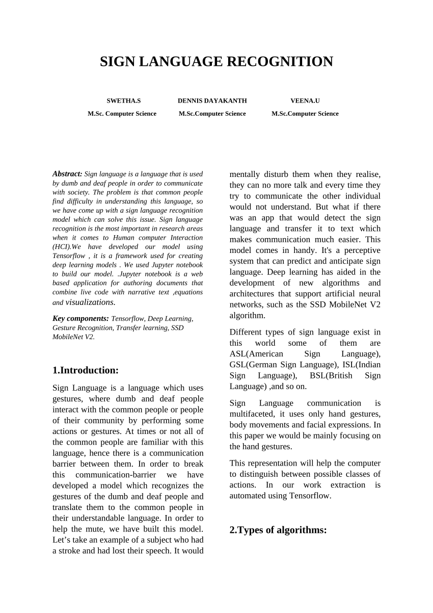 sign language detection research paper