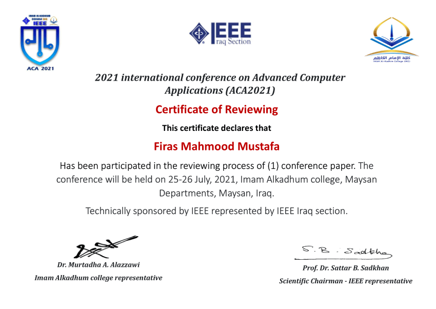 (PDF) Certificate of Reviewing Technically sponsored by IEEE