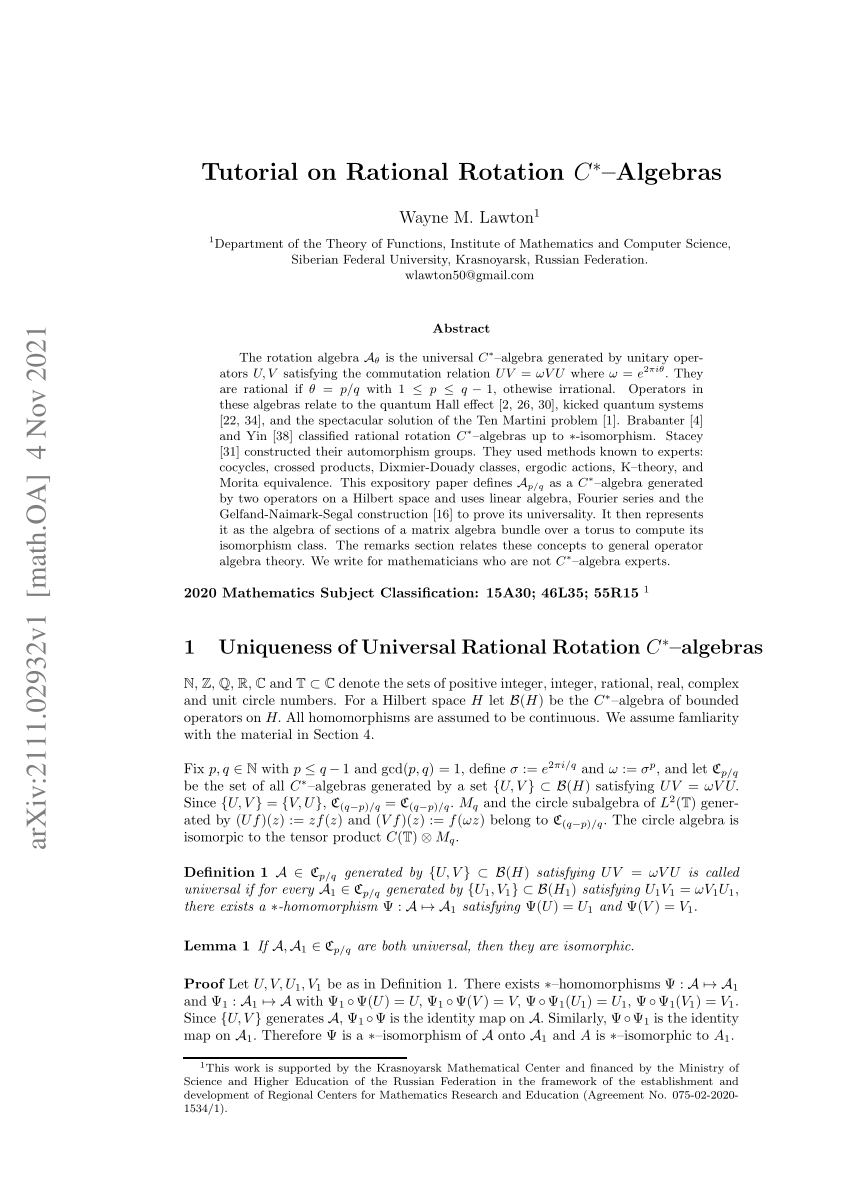 Pdf Tutorial On Rational Rotation C Algebras