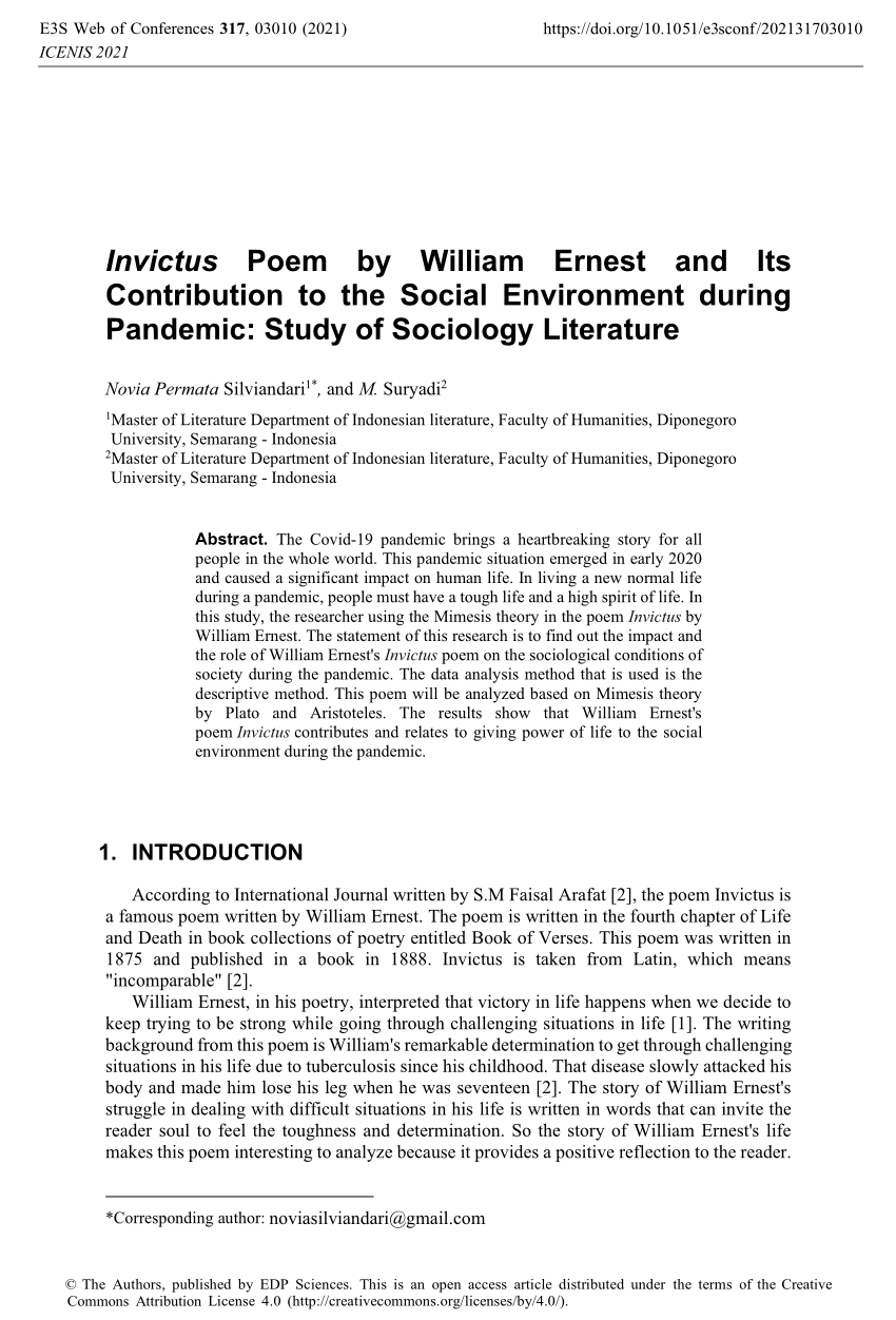 Pdf Invictus Poem By William Ernest