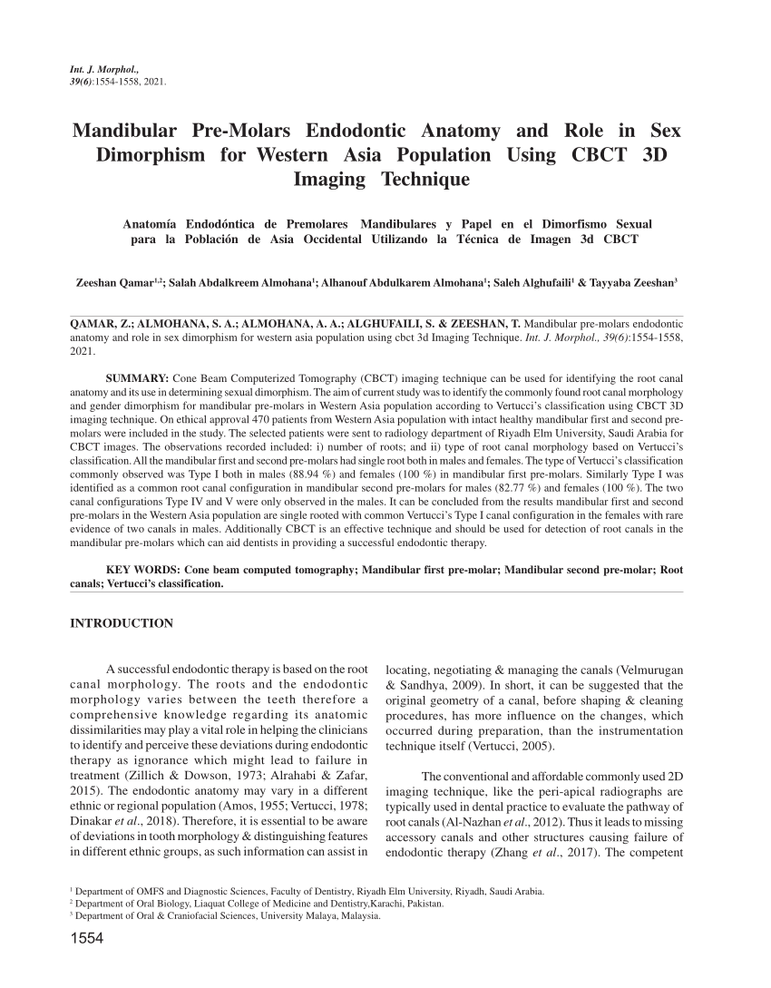 Pdf Mandibular Pre Molars Endodontic Anatomy And Role In Sex Dimorphism For Western Asia