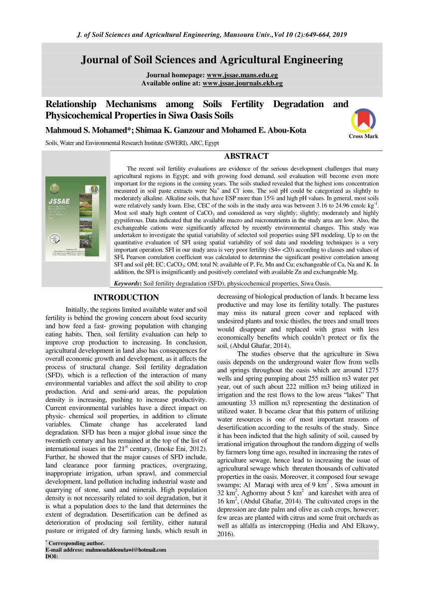 PDF) Journal Of Soil Sciences And Agricultural Engineering.