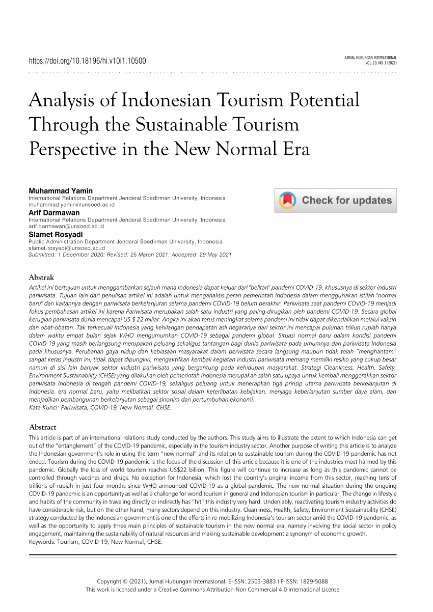 (PDF) Analysis of Indonesian Tourism Potentials Through the Sustainable