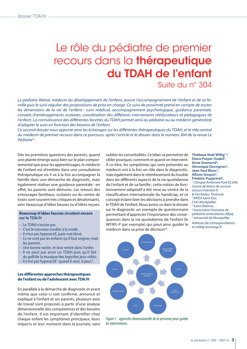 Pdf Le Role Du Pediatre De Premier Recours Dans La Therapeutique Du Tdah De L Enfant 2 Partie