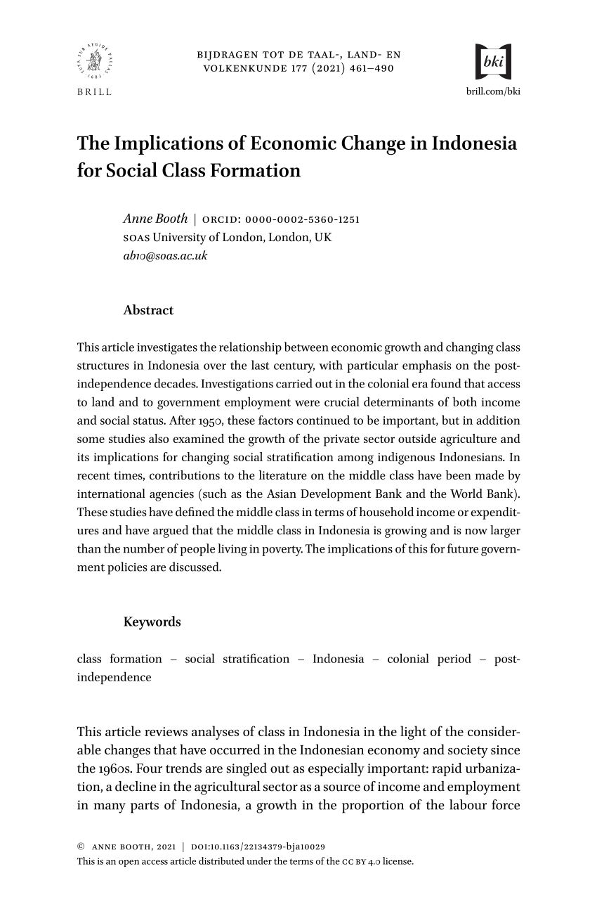 PDF) The Implications of Economic Change in Indonesia for Social 