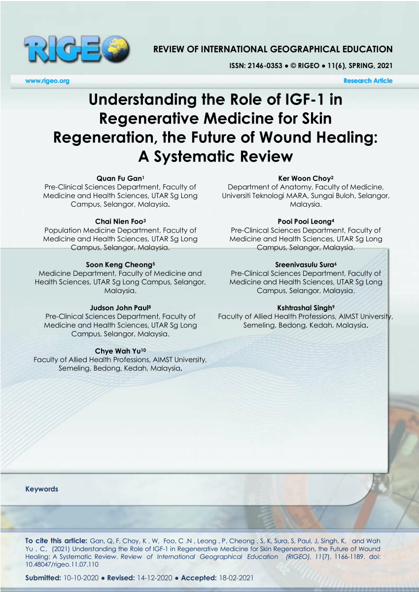 PDF) Understanding the Role of IGF-1 in Regenerative Medicine for