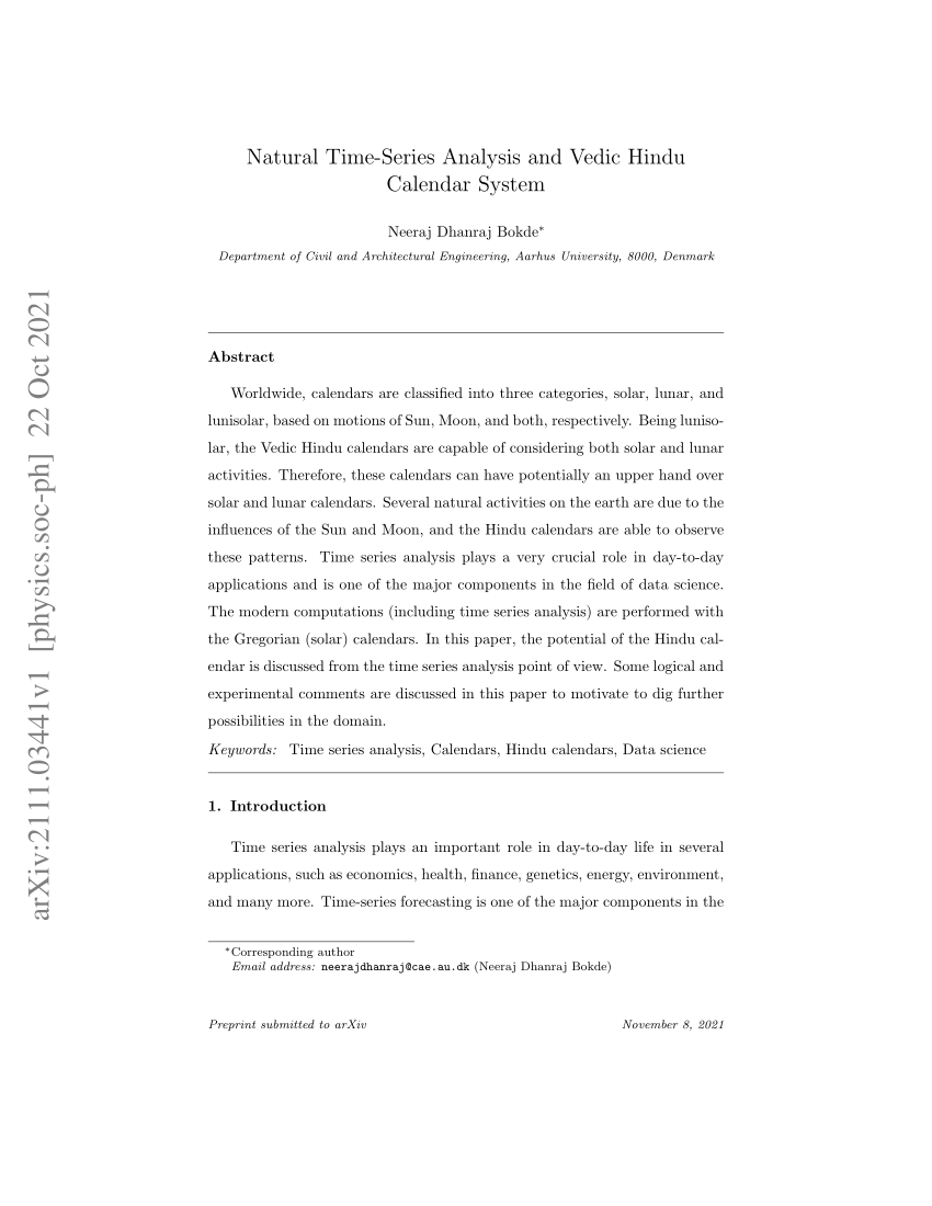 (PDF) Natural TimeSeries Analysis and Vedic Hindu Calendar System