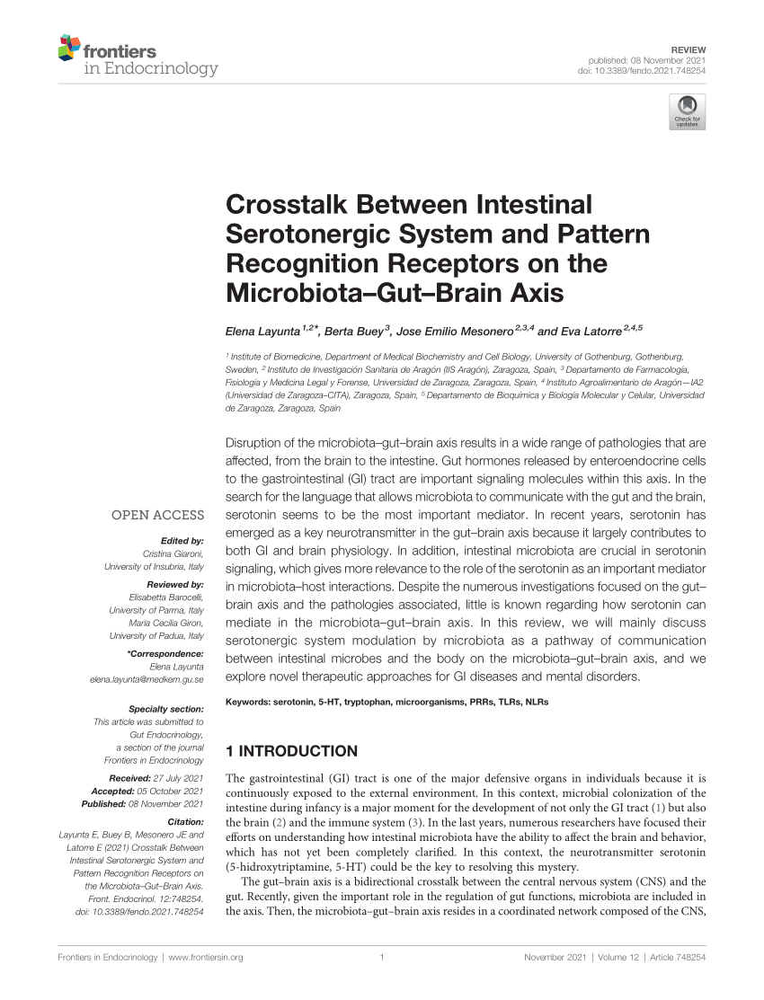 PDF) Crosstalk Between Intestinal Serotonergic System and Pattern 