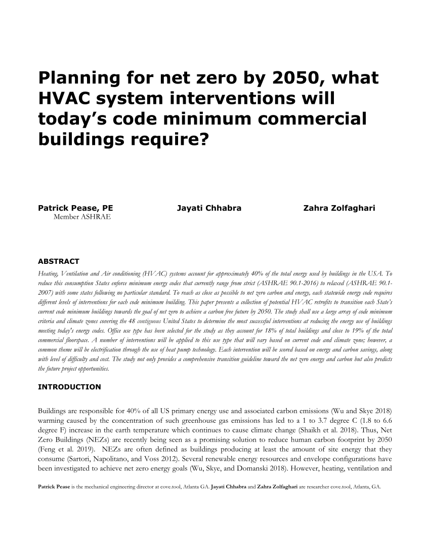PDF) Planning for net zero by 2050, HVAC system interventions will today's code minimum commercial require?