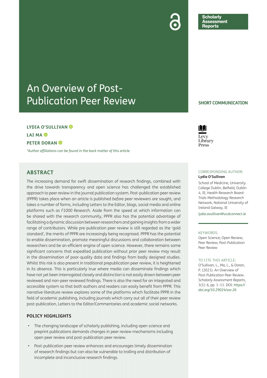 post publication peer review in research