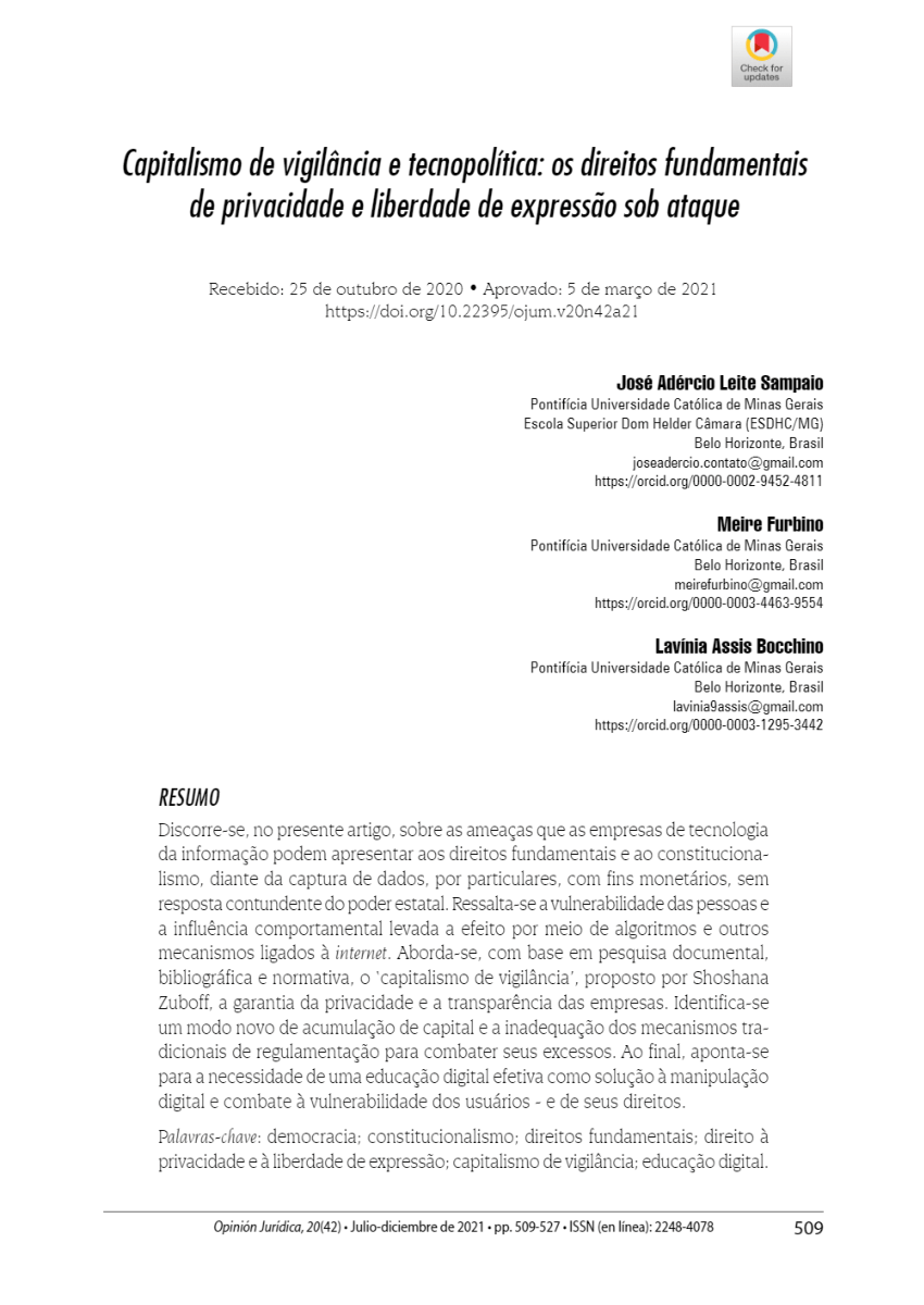 PDF) Redes sociotécnicas, ação social e democracia na Ciberpólis: reflexões  sobre a hibridização do espaço, o desenvolvimento do capitalismo de  vigilância e as subjetividades