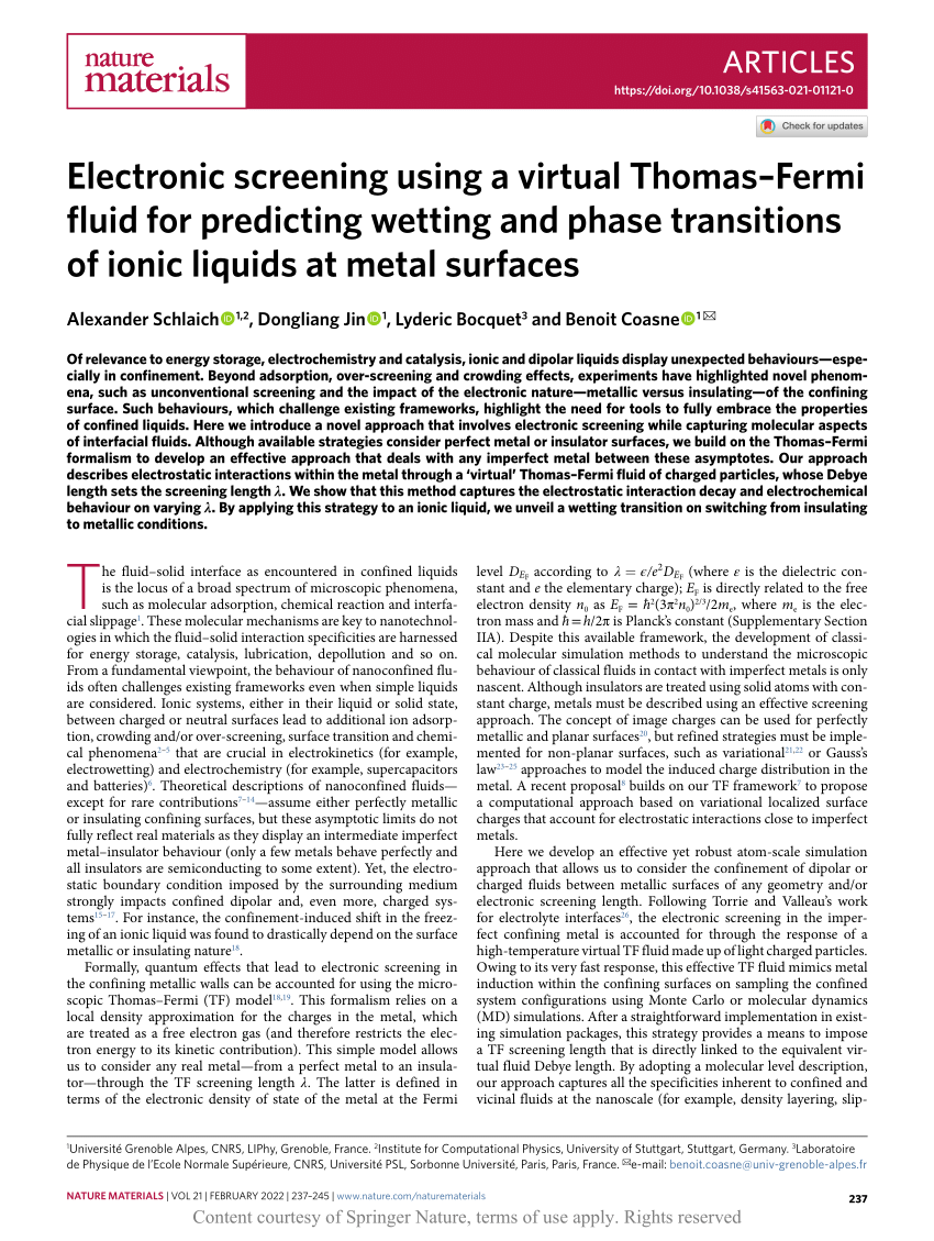 thomas fermi screening constant