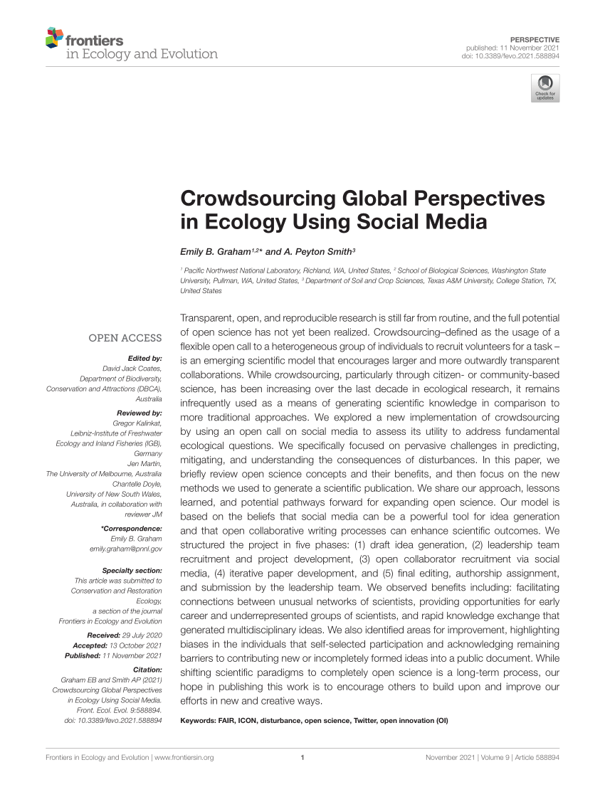 PDF) Crowdsourcing Global Perspectives in Ecology Using Social Media